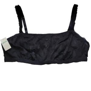 NWT Aerie Black Eyelet Lace Bralette Festival Layering Whimsey Goth  Sheer- L